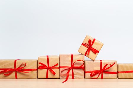 Christmas gift box on tablet