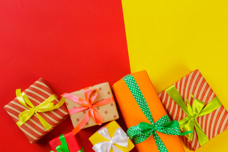 gift box on color backgroundの写真素材