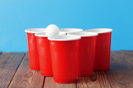 College party sport - beer pongの写真素材