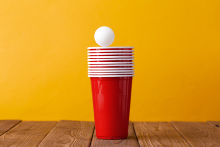 College party sport - beer pongの写真素材