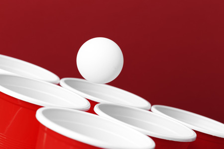 College party sport - beer pongの写真素材