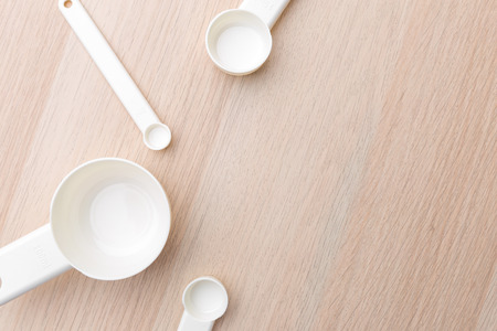 Measuring spoons on the tableの写真素材