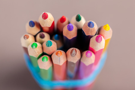 Education or back to school Concept. Close up macro shot of color pencilの写真素材