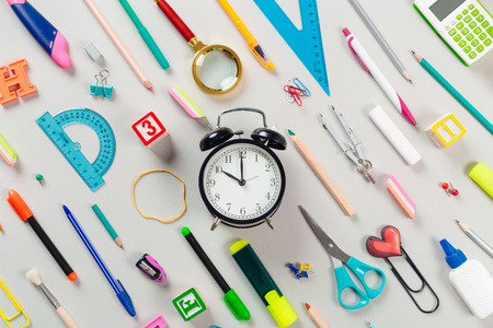 School and office supplies. Top view.の写真素材