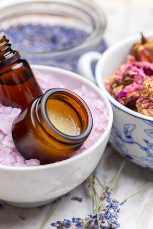 lavender body care products. Aromatherapy, spa and natural healthcare conceptの写真素材