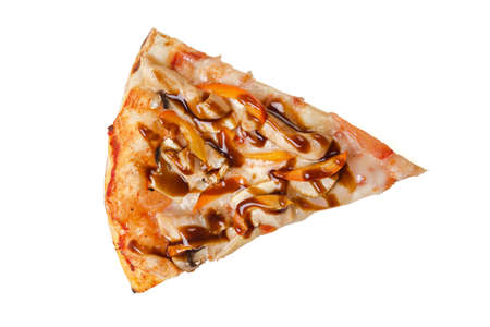 Pizza slice isolated on white background top viewの写真素材