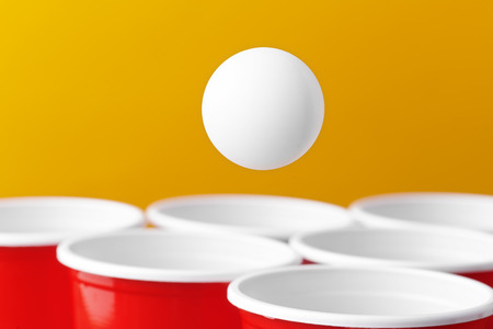 College party sport - beer pongの写真素材