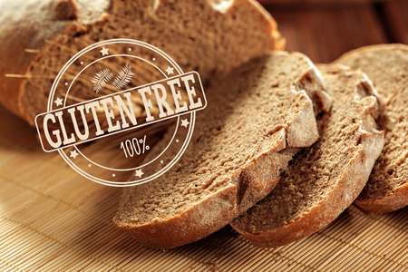 Text gluten free on breadの写真素材