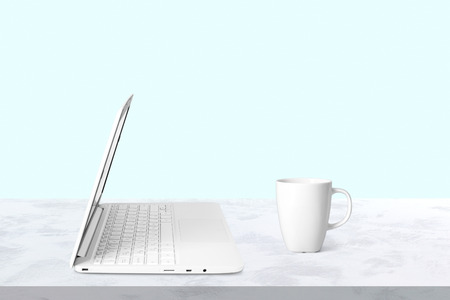 workspace with modern laptopの写真素材