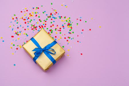 Flat lay composition with beautiful gift boxの写真素材