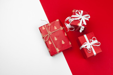 gift box on color backgroundの写真素材