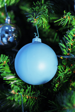 Decorated Christmas tree closeup.の写真素材