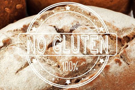 Text gluten free on breadの写真素材