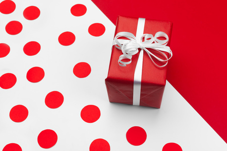 gift box on color backgroundの写真素材