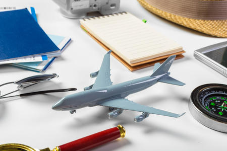 travel, summer vacation, tourism and objects conceptの写真素材