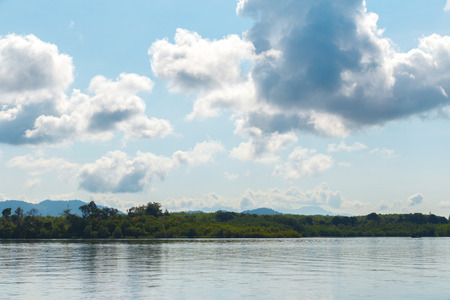 Summer forest river range landscape.の写真素材