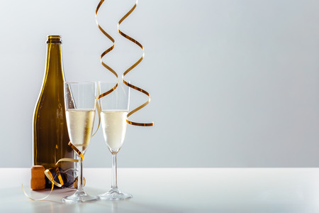 New years eve celebration background with champagneの写真素材