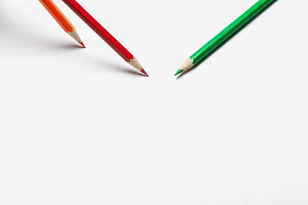 Wooden colorful ordinary pencils isolated on a white backgroundの写真素材