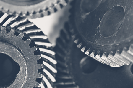 Close-up view of stack of gears