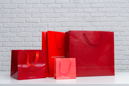 Shopping bags on table