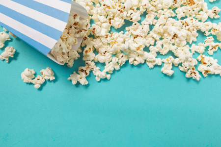 popcorn on color backgroundの写真素材