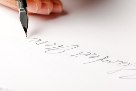 Antique fountain pen writingの写真素材