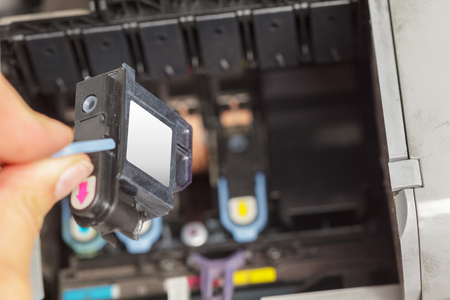 Detail of computer printer ink cartridgesの写真素材