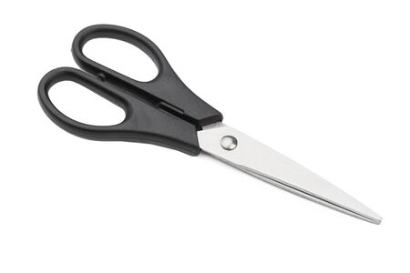 Classic scissors simple metal black model on white backgroundの写真素材
