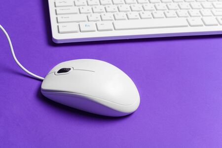Computer mouse and keyboard. close up. creative photo.の写真素材