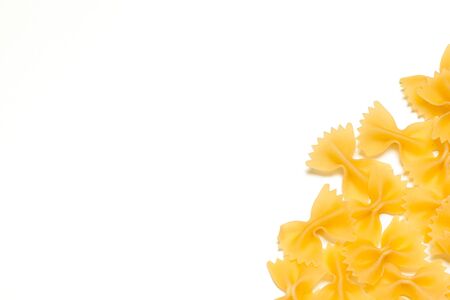 uncooked pasta on white. creative photo.の写真素材