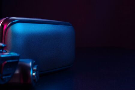 VR. Virtual Reality equipment on the table.
