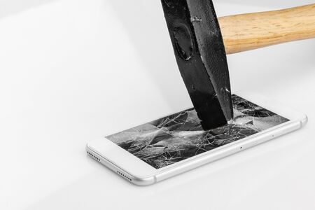 Mobile phone with broken screen