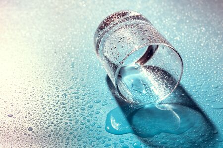 Glass of water. close up. Creative photo.の写真素材