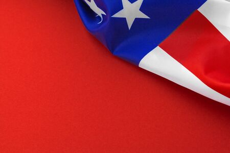 American flag on red backgroundの写真素材