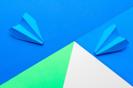 Business leadership ,financial concept. Blue paper plane. Creative photo.の写真素材