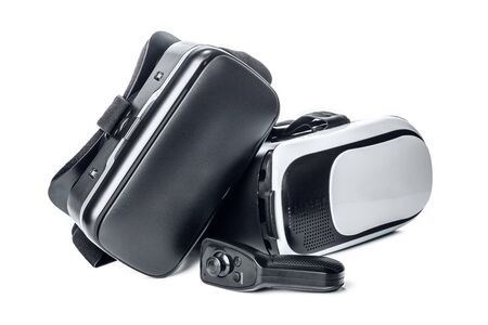 VR. Virtual reality glasses on white background. creative photo.