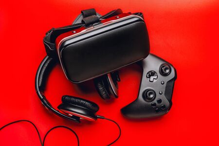 gamer workspace concept, top viewの写真素材