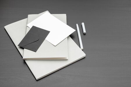 Set of branding elements on deep black background. creative photo.
