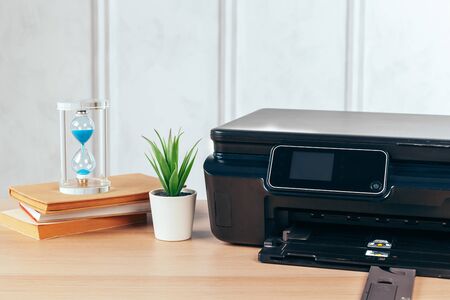 multi-function printer machine ready for printing, copy, scanning in officeの写真素材