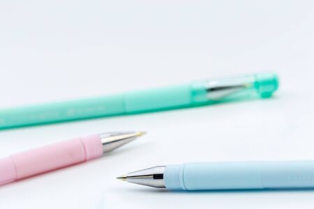 Set of pens isolated on white background. creative photo.