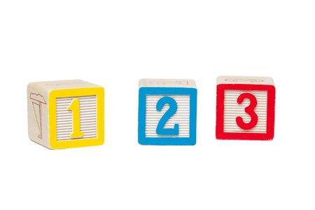 Wooden alphabet blocks isolated on white background. creative photo.