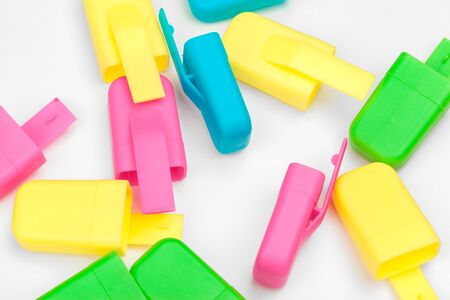Colored markers isolated on white background. creative photo.