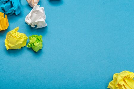 colorful crumpled paper balls. creative photo.