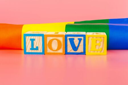 LGBT concept, text love, LGBT flag. creative photo.の写真素材