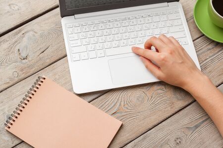 Laptop Coffee Cup Office Concept close up