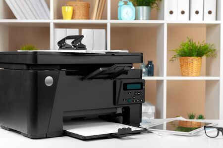 Printer copier scanner in office. Workplace.