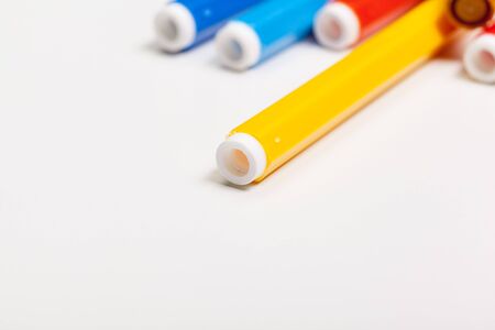 Multicolored Felt-Tip Pens isolated on a white background creative photo.の写真素材