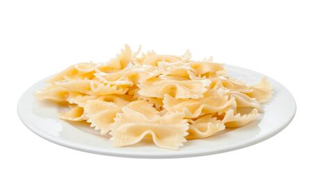 fresh pasta Farfalle isolated on white background creative photo.の写真素材