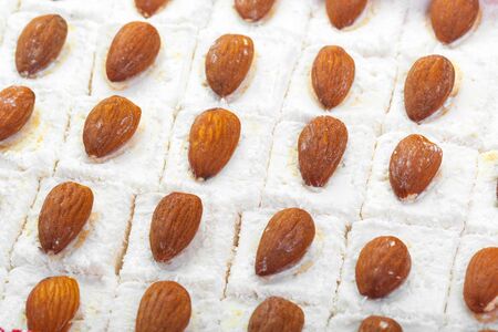 Assorted traditional turkish delight close up. creative photo.の写真素材