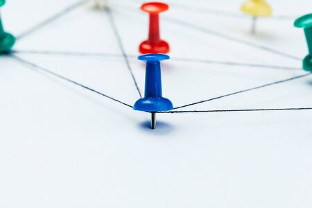 pins connected creating a networkの写真素材